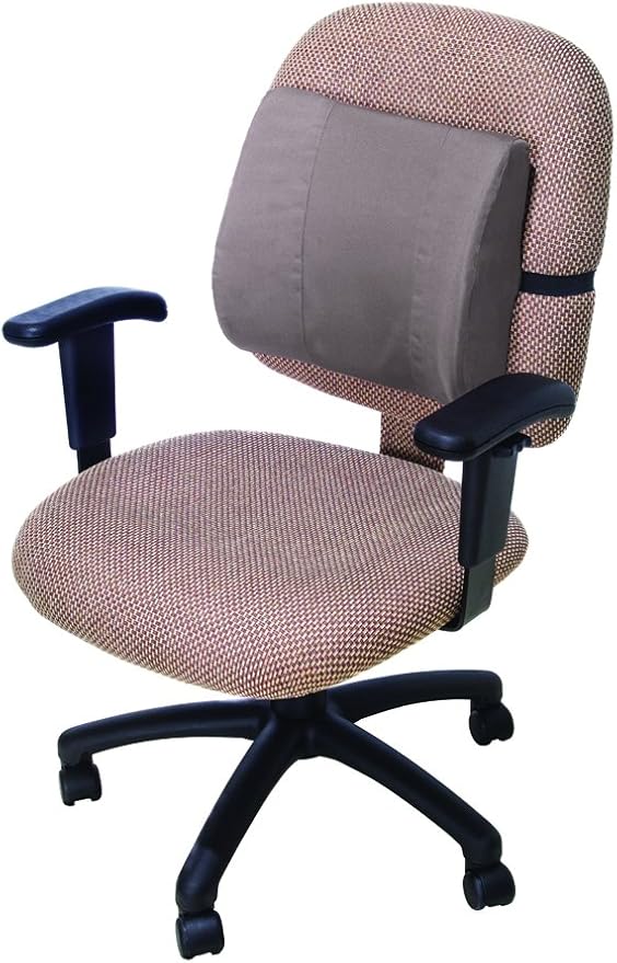 Essential Medical Supply Molded Lumbar Cushion with Elastic Positioning Strap in Grey