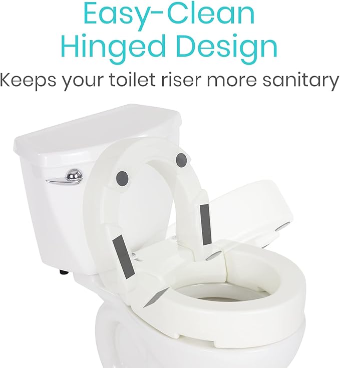 Vive Raised Toilet Seat (Elongated, Adds 3.5 Inches) - Elevated Toilet Seat Riser & Extender for Seniors & Handicap - High Rise Toilet Extension for Elderly - Portable Commode Toilet Booster for Adult