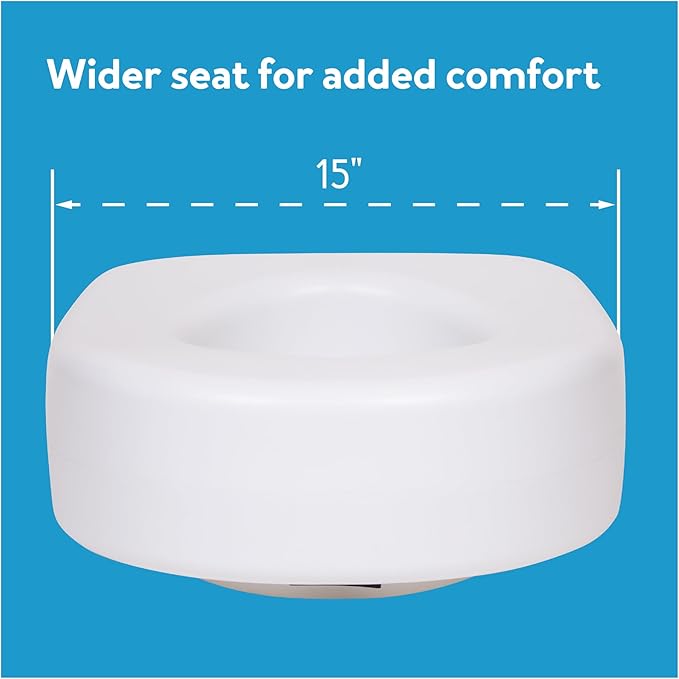 Carex Toilet Seat Riser, Adds 5 Inches of Height, Elevated and Raised Toilet Seat with 300 lbs Capacity, Standard Riser for Elderly and Handicap, Universal, Slip-Resistant, White