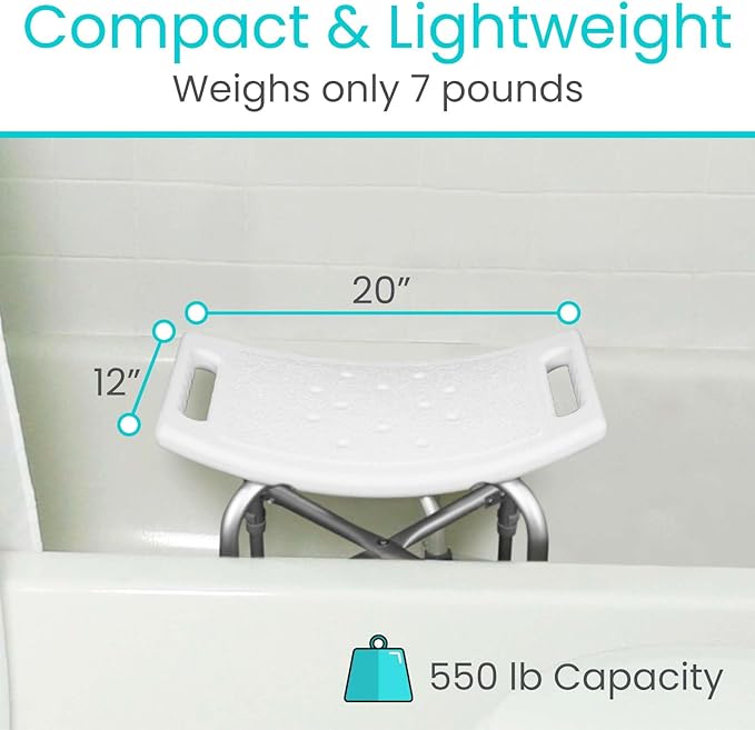Vive Heavy Duty Shower Chair - Bariatric Bath Stool & Bathtub Seat for Inside Tub- for Elderly, Seniors, Handicap & Disabled Adults- Non-Slip, Height Adjustable, Supports 550 lbs
