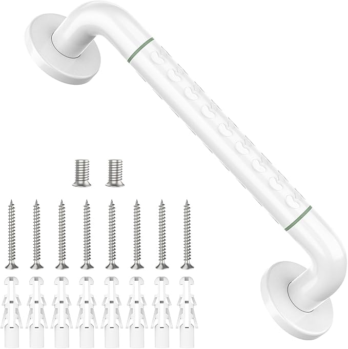 14 Inch Grab Bars for Shower, YuanDe Bath Grab Bar with Anti-Slip Grip and Safety Luminous Circles, Stainless Steel Bathroom Safety Handrail Support, Safety Bar Handle for Disabled Elderly Pregnant