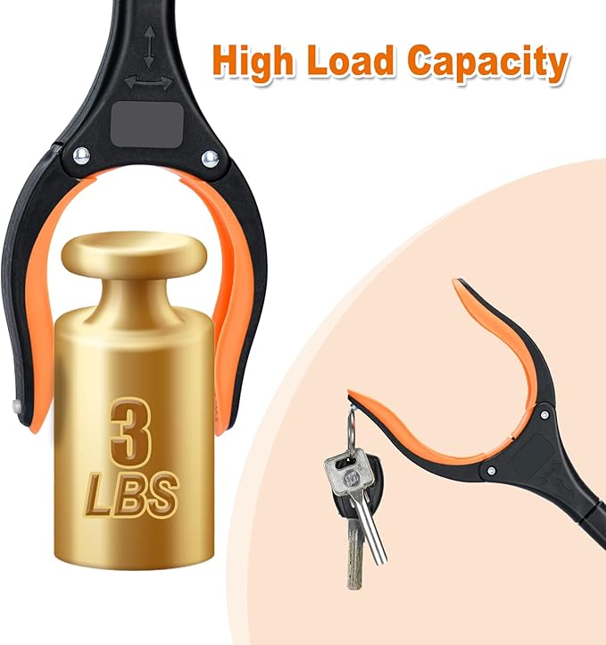 2-Pack Grabber Reacher Tool,32 Inch Extra Long Foldable Pick Up Stick with Strong Grip Magnetic,360°Rotating Anti-Slip Jaw,Trash Claw Grabber Tool,Trash Picker Tool for Outdoor & Indoor (Orange)
