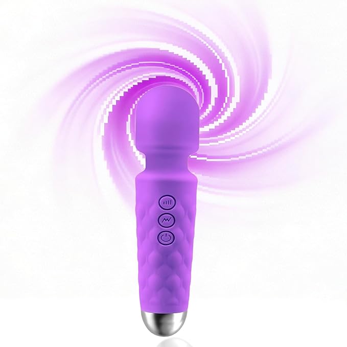 Handheld Small Mini Back Relaxation Massager,Waterproof Rechargeable 8 Speeds - 20 Modesr, Deep Tissue Relief in Back, Neck, Legs Muscles Home Travel (Purple)