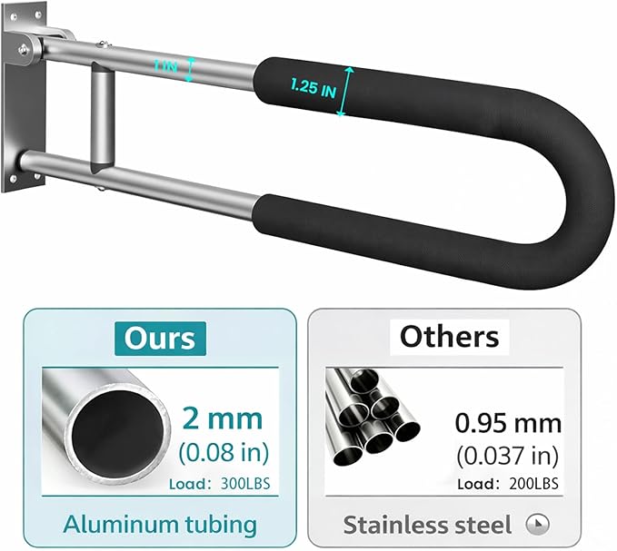Handicap Grab Bars Rails 23.6 Inch Toilet Handrails Bathroom Safety Bar Hand Support Rail Handicapped Handrail Accessories for Seniors Elderly (24inch)