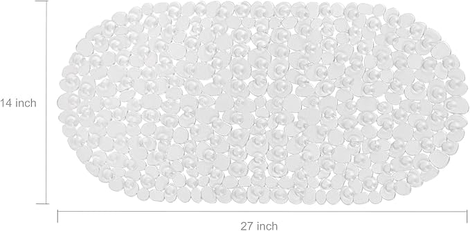 Vannokor Bathtub Mats for Bathroom 27x14 Inch, Pebble Bath Mat for Tub Feels Great on Tired Feet, Friendly Machine Washable Shower Tub Mats with 167 Big Suction Cups, Shower Mat, Bath Tub Mat,Clear