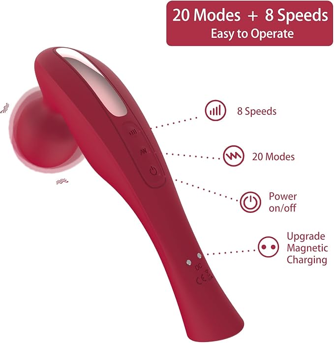 Cordless Handheld Electric Shoulder and Neck Massager Portable Full Body Deep Tissue Massage Tool- Back Massager for Muscle Pain Relief and Tissue Restoration-USB Magnetic Charging. (Red)