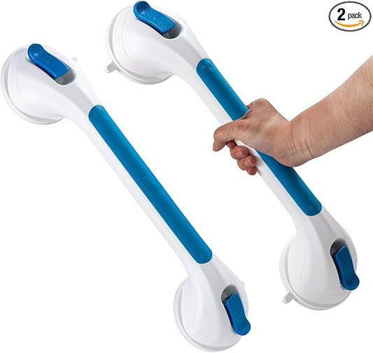 TAILI Shower Grab Bar 2 Pack Suction Grab Bars for Bathtubs and Showers, Heavy Duty Shower Handle Removable Bathroom Safety Grip for Seniors and Elderly, Shower Handrails No Drilling Waterproof, Blue
