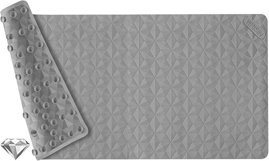WRISIN Non Slip Bathtub Mat for Bath Tub Shower - Natural Rubber Mat with Suction Cups - Large Soft Bathroom Safety Mat - Unique Diamond Pattern - Fatigue Relief - Machine Washable - 17 × 35 Inch