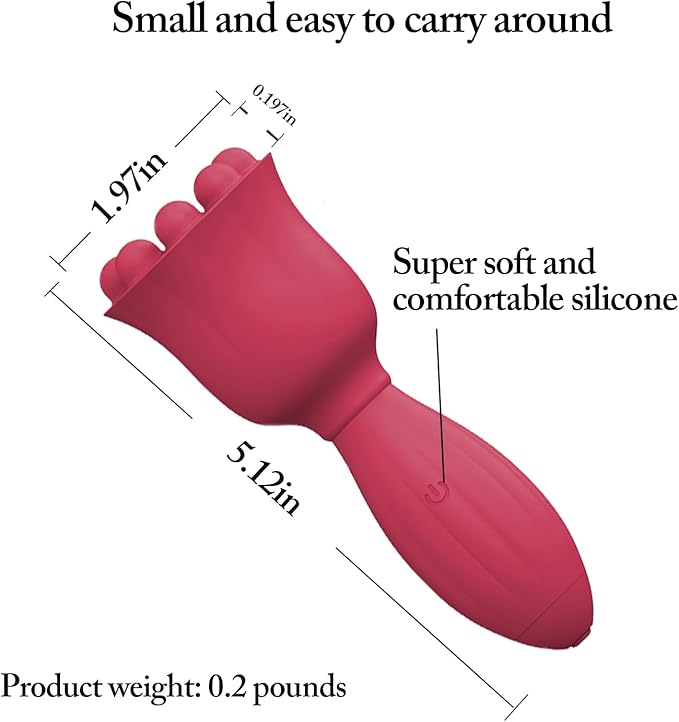 Handheld Mini Massager, 10 Adjustable Speeds, Waterproof, Bionic Design with 9 Massage Nodes, 5.12 Inch, Skin-Friendly Silicone, USB Rechargeable, Full Body Relief for Head, Neck, Shoulder & Back, Red