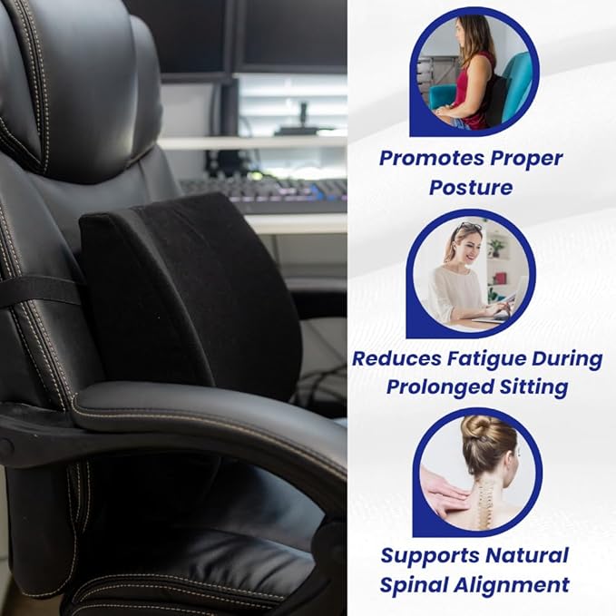 Bodyline Back-Huggar - Traditonal/Regular Style - The Original Lumbar Cushion - Black