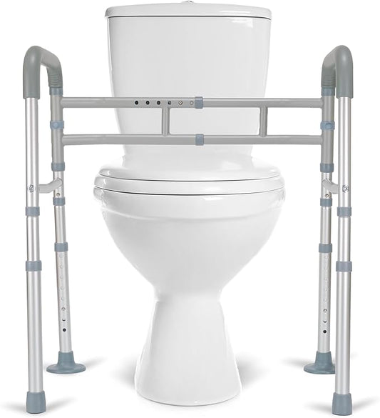 Toilet Safety Rails, Adjustable Toilet Rails for Elderly Adults Senior Disabled Handicap, Toilet Assistance Handles Safety Frames, Fit for Most Toilet, Foldable & Portable