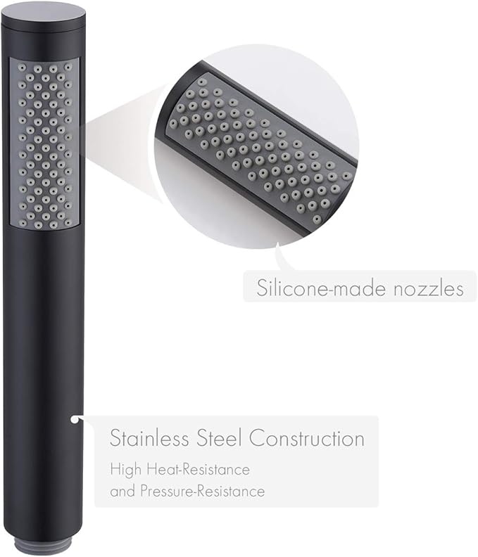 KES Handheld Shower Head with Extra Long Hose Shower Wand Holder Set Stainless Steel Hand Shower Matt Black, LP150-BK