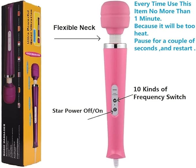 Power Handheld Electric Back Body Vibrating Massager for Woman Sport Recovery Muscle ACH Pain Shoulder Neck Leg Hand Foot Massagers Tool (Pink Big Massage and Blue Mini Toy)