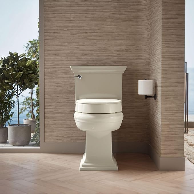 KOHLER 25875-96 Hyten 3" Height, Elevated Soft Close Elongated Toilet Seat, Contoured Seat with Grip-Tight Bumpers, Quick-Attach Hardware, No Slam Toilet Seat, Biscuit (Pack of 2)