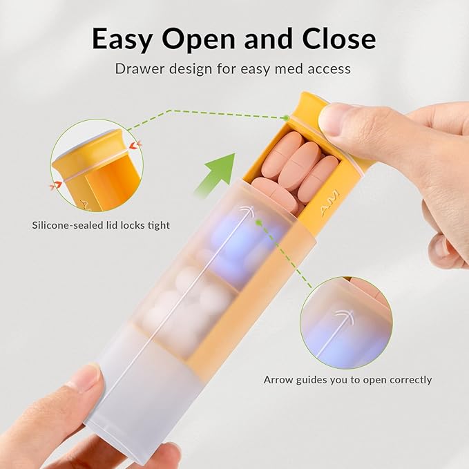 KOVIUU Weekly Pill Organizer 3X a Day, Detachable Pill Box 7 Day, Large 3 Times Daily Pill Case, Travel Pill Container Holder, Week Medication Dispenser Pillbox for Vitamin Supplement Medicine, White