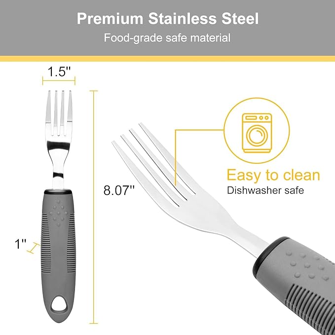 Bendable Adaptive Utensils for Elderly, Disabled People, Parkinson’s, Arthritis, Hand Tremors, Weak Hand Grip & Handicapped, Arthritic Hands-Non Slip Handles
