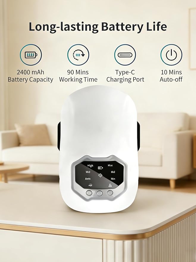 Cordless Portable Knee Massager with Heat, 3 Vibration Modes, 3 Heating Levels for Pain Relief, LED Screen and Adjustable Straps, Gifts for Adults, Mom,Women and Men