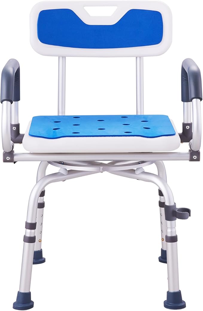 VEVOR Swivel Shower Chair 360 Degree, Adjustable Shower Seat with Pivoting Arms for Inside Showers or Tubs, Non-Slip Rotating Bathtub Shower Chair for Elderly Disabled Injured, 400LBS Capacity