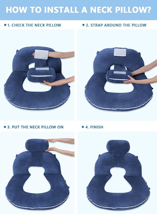 INSEN Reading Pillow, Back Pillow for Sitting in Bed for Reading, Nurse & Relax, Reading Pillow for Adults, Moms & Kids, Sit Up Pillow for Bed, Navy Blue