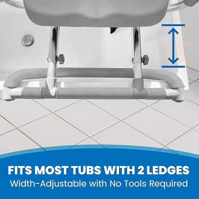 Platinum Health HydroSlide Sliding Shower Chair Swivel Seat for Bathtub, Soft, Padded with Industry-Exclusive, Patented Gap-Bridge Safety Feature. Padded Armrests. Ideal for Elderly and Seniors