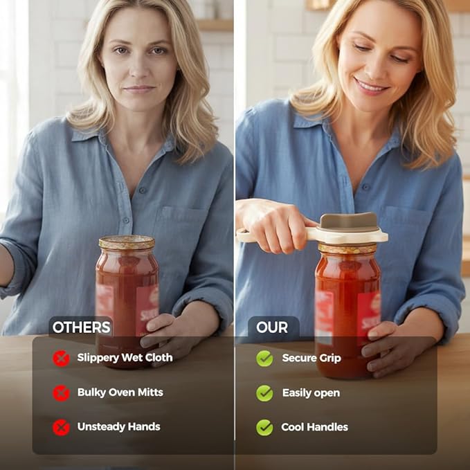 2026 New 4-in-1 Jar Opener - Adjustable Stainless Steel Lid Remover for Seniors & Arthritis Sufferers, Fits Kitchen Jars, Bottles & Cans (2PCS)