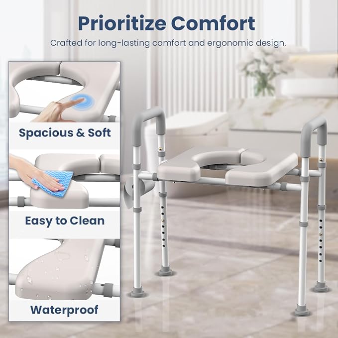 Raised Toilet Seat with Handles - Toilet Seat Riser for Seniors with Adjustable Width & Height,400 lbs Elevated Toilet Seat Riser for Handicap, Disabled and Pregnant, Fit Any Toilet