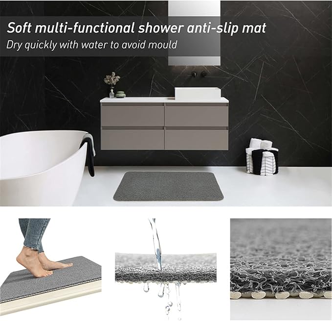 Secure Mat, Non-Slip Bathtub Mat, The Ultimate Non-Slip Bath Mat, Shower Mat Floor Mat for Tub, Shower, Bathroom (White, 80x120cm(31.50"x47.24"))