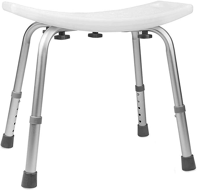 DMI Shower Chair Bath Seat for Tub or Shower Bench for Inside Shower, Made of Non Slip Aluminum with Plastic Seat, No Tools Needed, Adjustable Height, Holds Weight up to 300 Pounds, Bath Bench, White