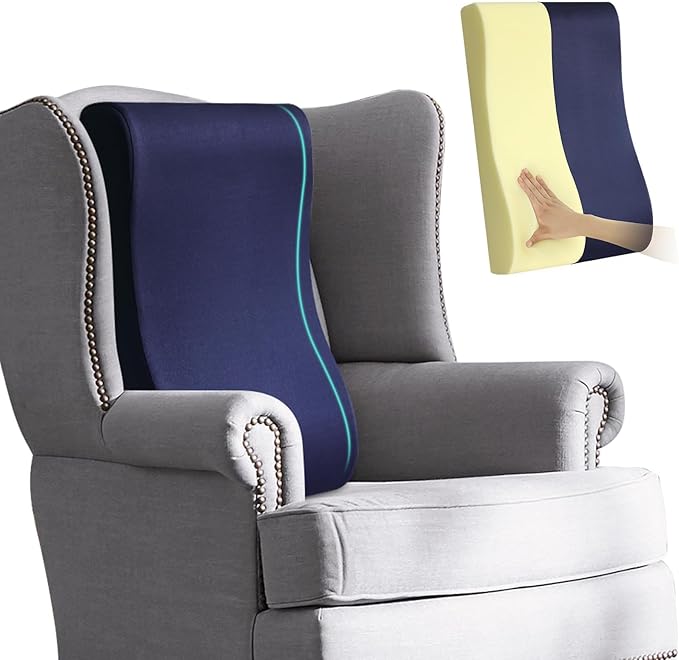 HAVARGO 2-in-1 Neck Pillow Lumbar Support Pillow for Recliner Couch& Glider Chair - High Resilient Foam Ergonomic Back Support for High-Back Rocking Chairs, Glider Rocker Replacement Cushions Navy M