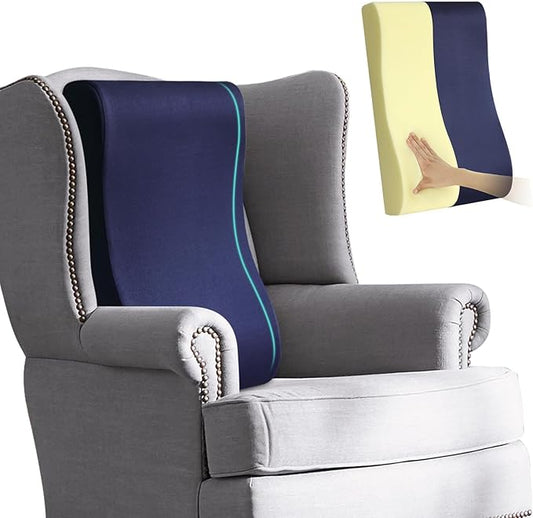 HAVARGO 2-in-1 Neck Pillow Lumbar Support Pillow for Recliner Couch& Glider Chair - High Resilient Foam Ergonomic Back Support for High-Back Rocking Chairs, Glider Rocker Replacement Cushions Navy L
