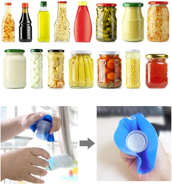 Set of 3, Silicone Jar Grip, Multi-purpose Jar Gripper Pads Bottle Lid Openers Round Kitchen Coasters (Blue)