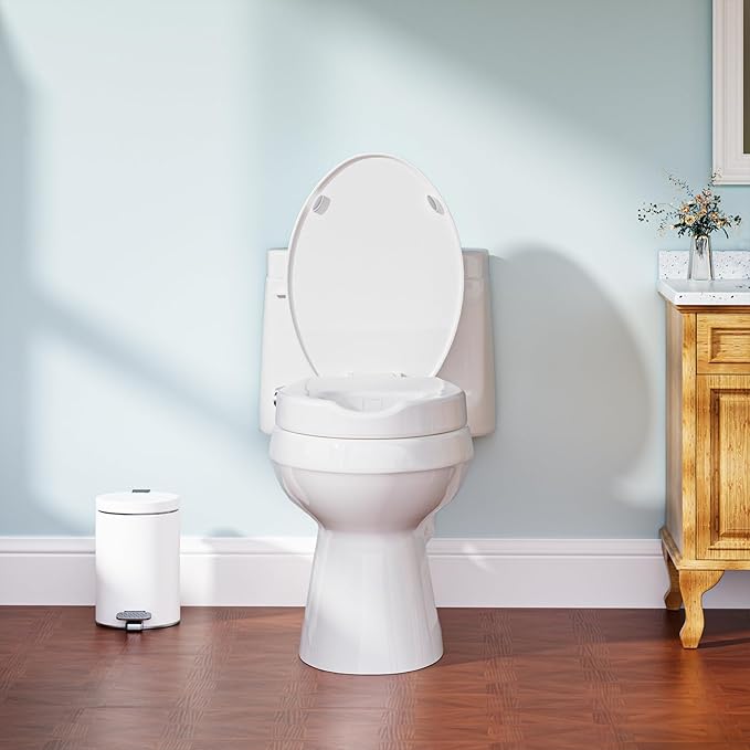 Clirass 3" Raised Toilet Seat with Bidet - Non-Electric Bidet with Dual Nozzles - Elevated Toilet Risers for Seniors & Limited Mobility - Easy Install & Clean (Elongated)