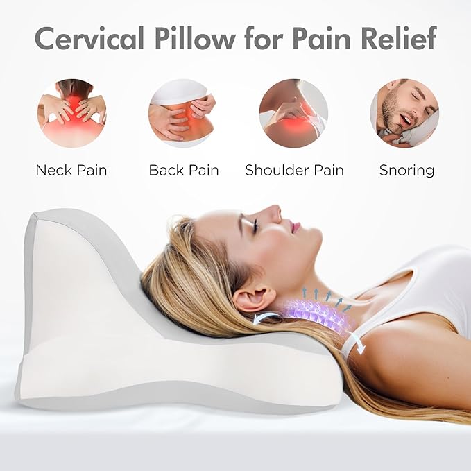 Reading Pillow for Lying, Leaning and Prone, Contour Memory Foam Pillow, Ergonomic Cervical Pillow for Neck and Shoulder Pain Relief, Bed Pillow Grey