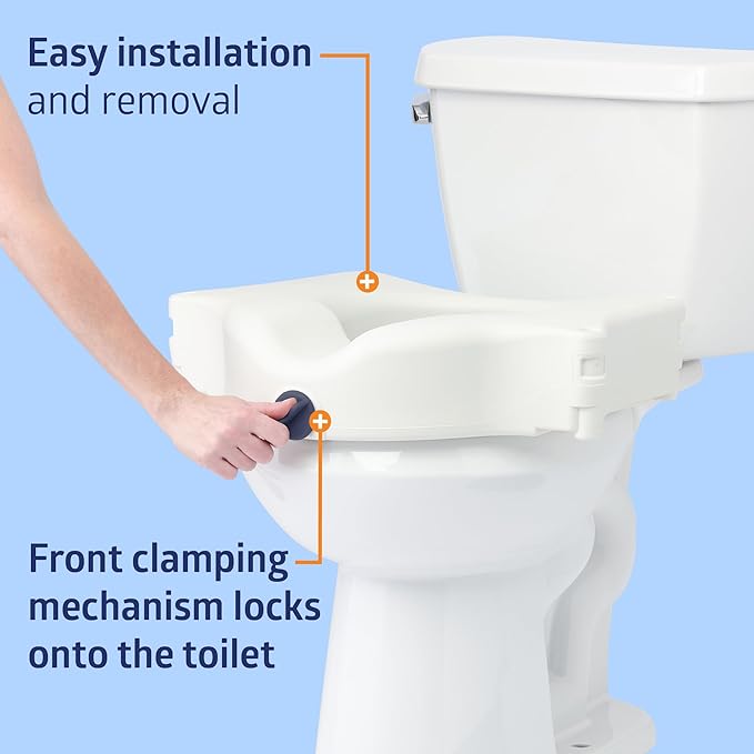 Medline Bariatric Raised Toilet Seat, Locking, 3.5 Inch, 600 lb Weight Capacity, Retail Packaging - Comfortable & Secure Solution for Heavy Individuals
