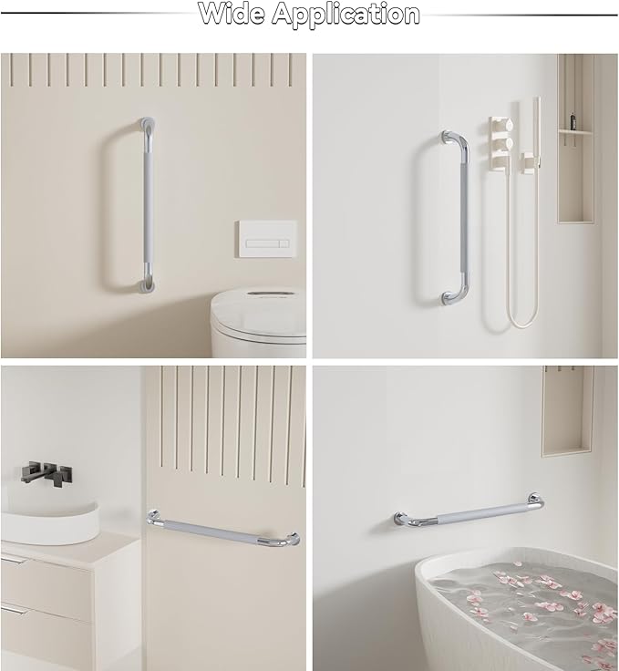 32 Inch Shower Grab Bar, Bathroom Grab Bar Handle with Anti-Slip Knurled Grip, Stainless Steel Bath Balance Bar, Bath Safety Bar Support for Seniors Elderly Pregnant, Shower Hand Rails Brushed Nickel