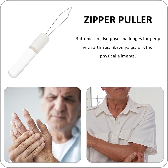 MAGICLULU Button Hook and Zipper Puller Dressing Aid, One-Hand Grip Button Hook Helper for Elderly and Disabled, Lightweight Buttoning and Zipper Assistance Tool for Daily Living
