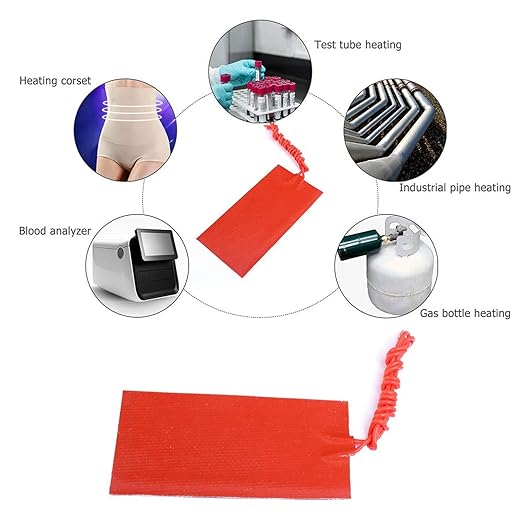 4 Pcs Silicone Heating Pad, 12v Heating Pad, Silicone Rubber Heating Flexible Heater Mat for Industrial Equipment 20W 12V