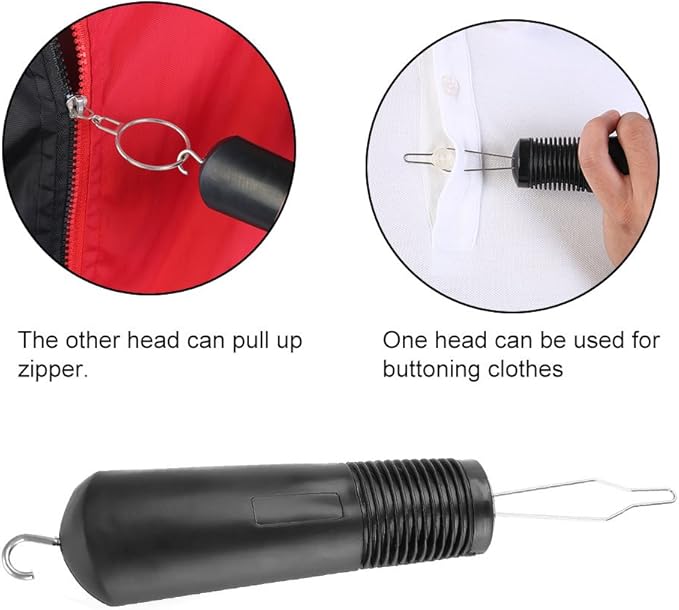 Nikou Button Hook with Zipper Pull, Dual Heads Design for Arthritis and Joint Pain Patients, Lightweight Portable Easy Dressing Aid Tool for One-Hand Use