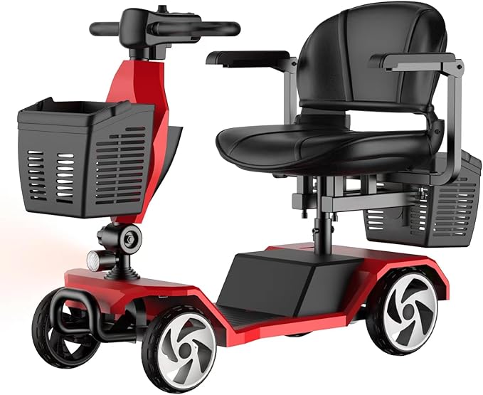20A 32 Miles Electric Mobility Scooter for Adults Wheelchair Device for Travel, Elderly. 350 lbs Max Weight, 350W Heavy Duty Mobility Scooters for Seniors wiht Two Baskets(Y3-RED)