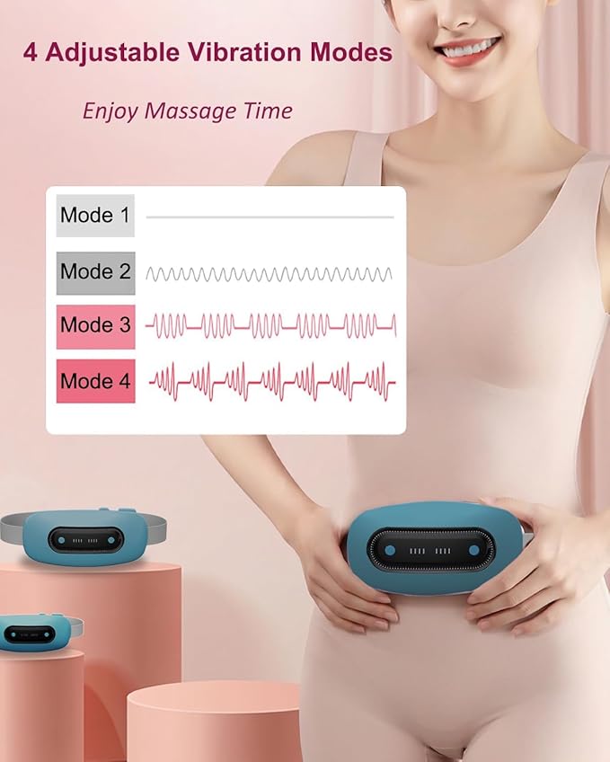 Electric Heating Pad, Portable Cordless Menstrual Heating Pad with 4 Heat Levels and 4 Massage Modes, Fast Large Heating Belly Wrap Belt(Dark Blue Green)
