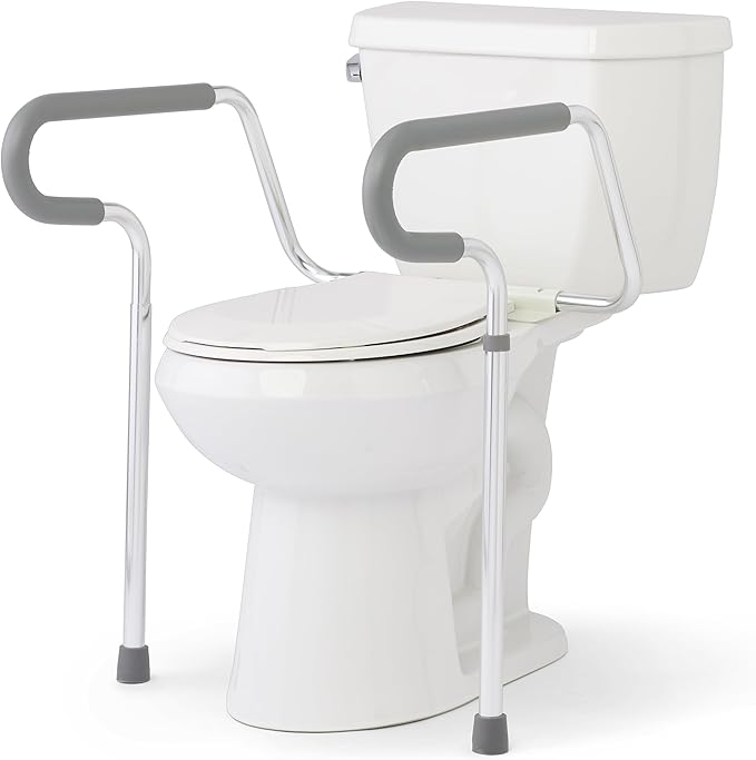 Medline Guardian Toilet Safety Rail - Adjustable Height, Robust & Reliable, Ideal for Medical Patients, Hospitals, Nursing Homes