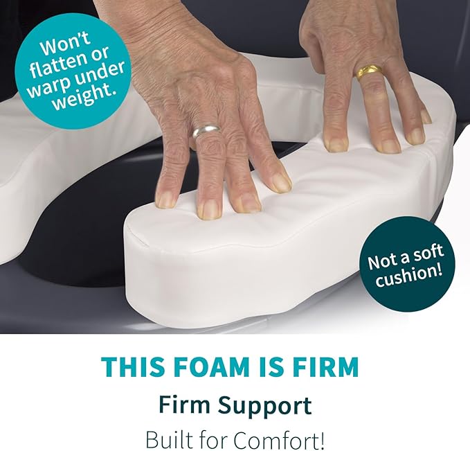 Toilet Seat Riser for Elderly, 2 Inches Elevated Toilet Seat Cushion for Seniors, Universal Fit – Raised Toilet Seat Pad, High-Density Foam, Fits Standard & Elongated Toilets, Waterproof Cover