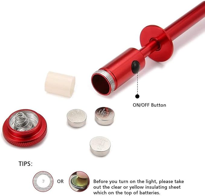 Claw Grabber Pickup Tool，24.4 in Claw Grabber Tool with LED Light Grabbing Tool Claw Grabber Pickup Tool for Litter Pick Home Sink Drain and Metal Small Items(Red)