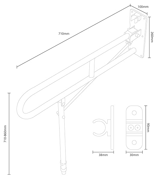 Aidapt 29.5 INCH Stainless Toilet Safety Rails,Disabled Flip-Up Bathroom Grab Bar with leg support,Toilet Handrails Hand Grips Handle Shower Assist Aid, designed for Handicap and Elderly