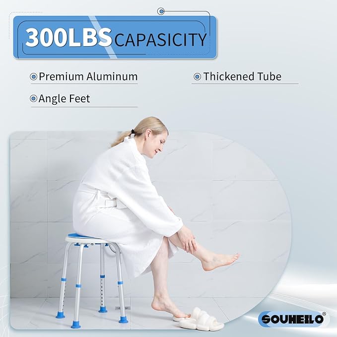 FSA Eligible Swivel Bath Chair, Adjustable Small Chair for Inside Tub, Tool Free Shower Seat, Elderly/Disable/Pregnant by SOUHEILO