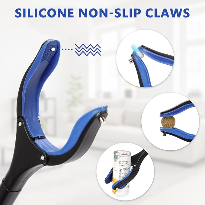 2 Pack Grabber Reacher Tool, 36" Extra Long Heavy Duty Folding Pickup Tool with Magnets & Rotating Jaw - Pickup Tool for Seniors, Mobility Aid, Trash Picker (Blue)