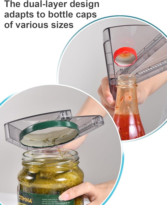 Jar Opener for Weak Hands, Dual-Layer Multifunctional Jar Opener Gripper, Bottle Openers for Seniors, Kitchen Gadgets, Non-Slip Jar Openers for Seniors, Arthritis, Mothers Day Gifts (Grey)