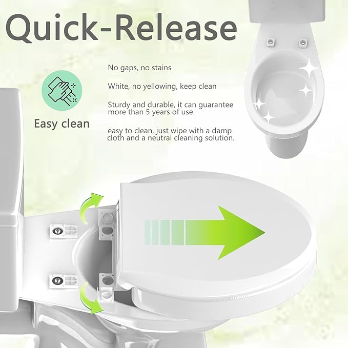 Aünsffer Raised 2.91'' Toilet Seat Elongated, Toilet Seat Riser for Elderly, Soft Close & Quick Release, Oblong 18.5inch Compatible Size, PP Material, 2 Years Support