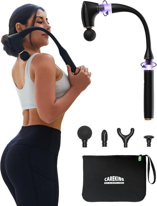 2-in-1 Detachable Percussion Massage Gun with Extension Handle, Back Massager for Pain Relief Deep Tissue Muscle Massager for Arm Shoulder Lower Back Thigh Waist, Gifts for Women Men, FSA-HSA Eligible