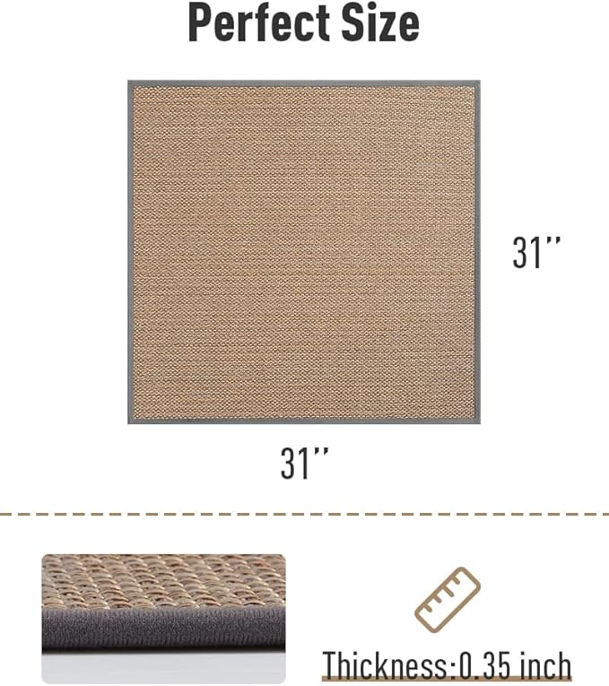 PADOOR Non Slip Stair-Treads Matching-Mat for Wooden Steps, Square Rubber Backing Non Slip Stair Landing Mat 30x30 inch